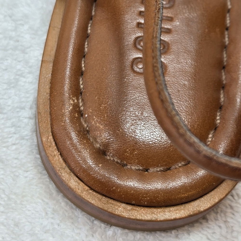 Schutz Octavia Flat Sandals Womens 9 Brown Leather Caged Strappy Minimalist Braz - Picture 12 of 16